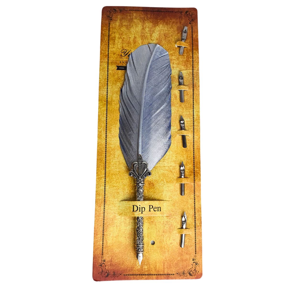 Caneta Tinteiro Simples Pena Prateada e Azul Caneta Tinteiro Simples Pena Prateada e Azul